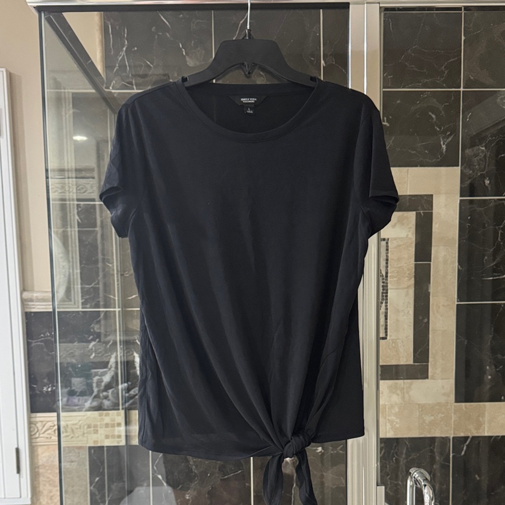 Simply Vera Vera Wang Black Tie-Front Short Sleeve Tee